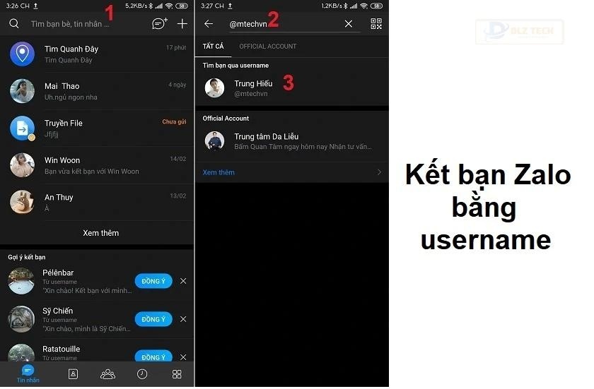 Tìm bạn trên Zalo bằng username