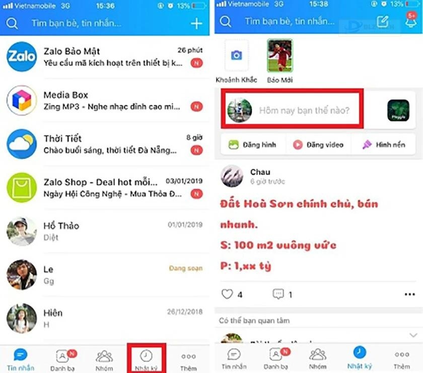 Cách xem nhật ký zalo trên điện thoại