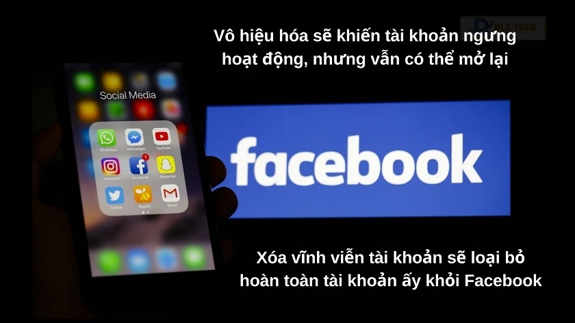 Phân biệt giữa vô hiệu hóa tài khoản và xóa Facebook vĩnh viễn