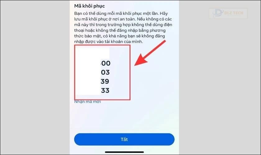 Facebook sẽ gửi đến bạn một dãy các mã số