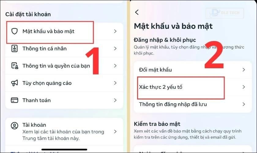 Chọn mục Mật khẩu và Bảo mật