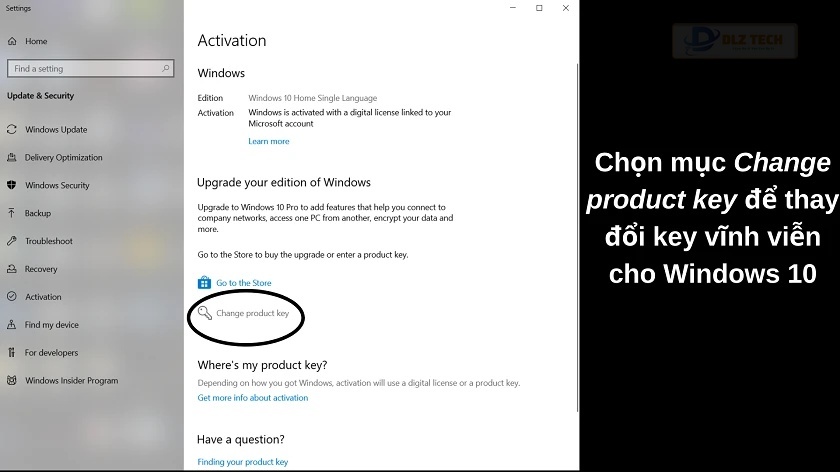 Nhập mã key để cài đặt Windows 10