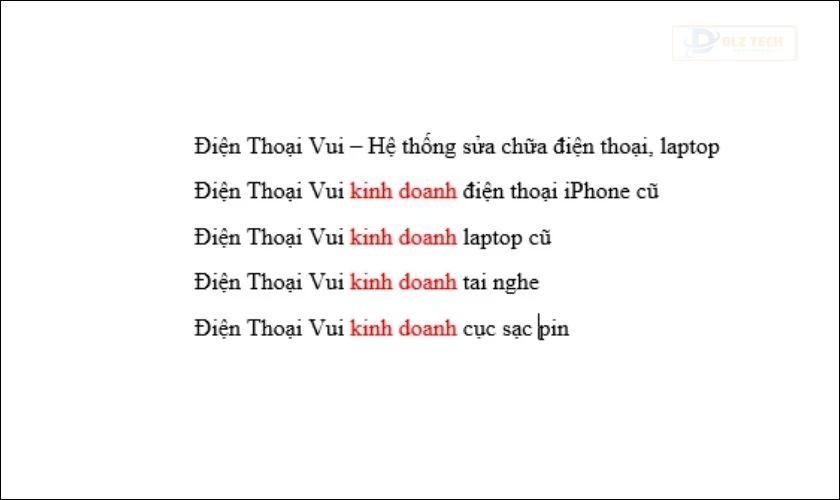 Kết quả sau khi sử dụng tính năng Replace trong Word