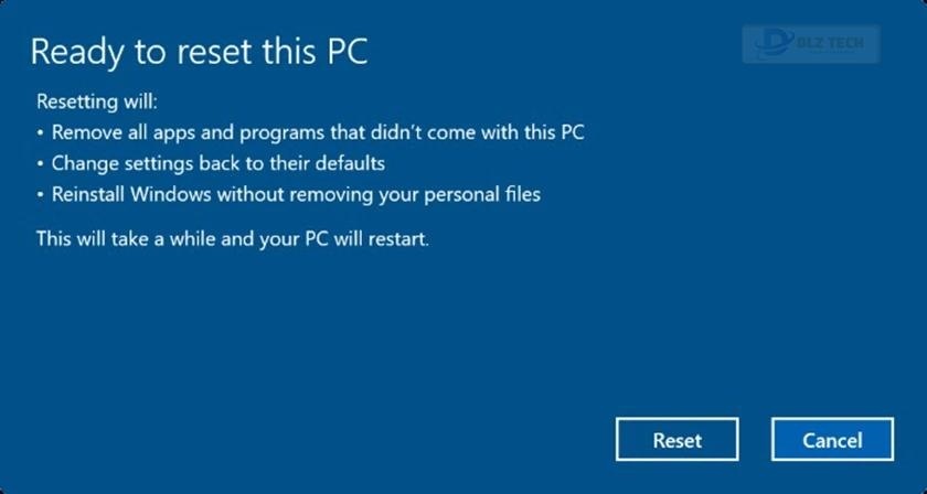 Reset win 10