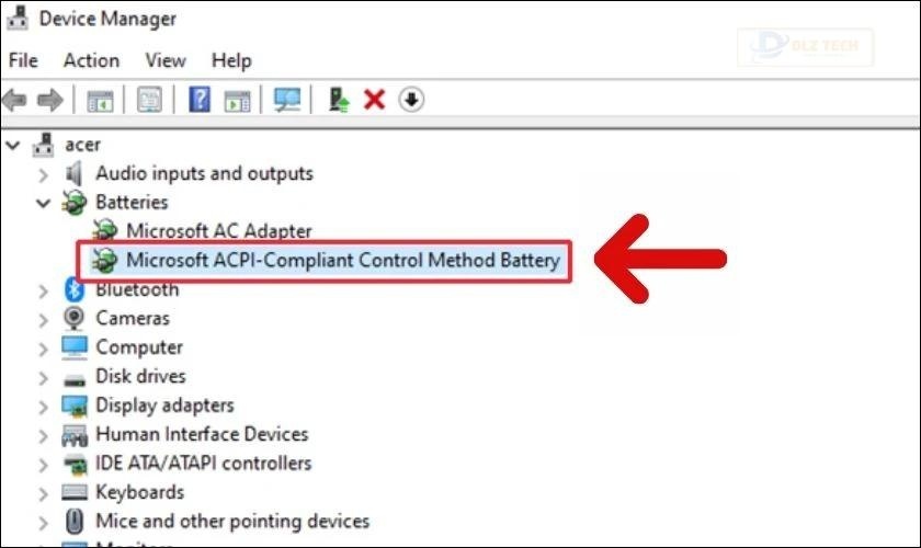 Nhấn chuột vào Microsoft ACPI-Compliant Control Method Battery