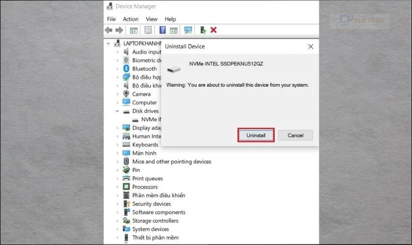 Nhấn chọn Uninstall
