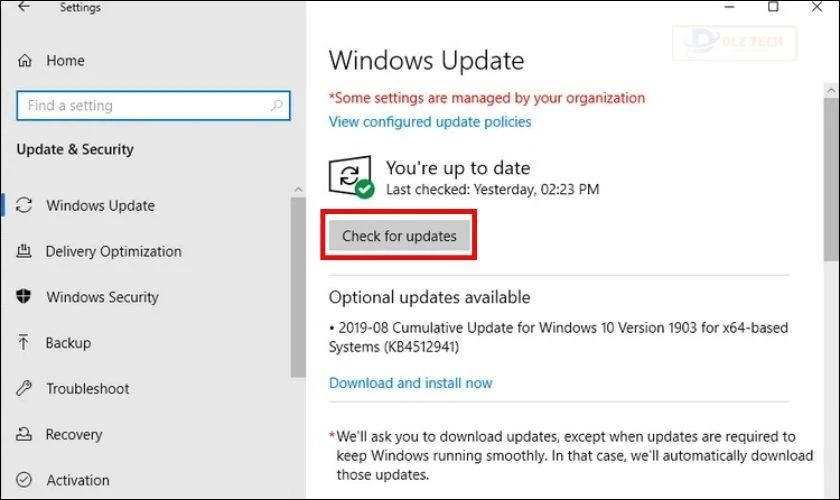 Nếu chưa có bản cập nhật nào, bạn hãy nhấn nút Check for updates