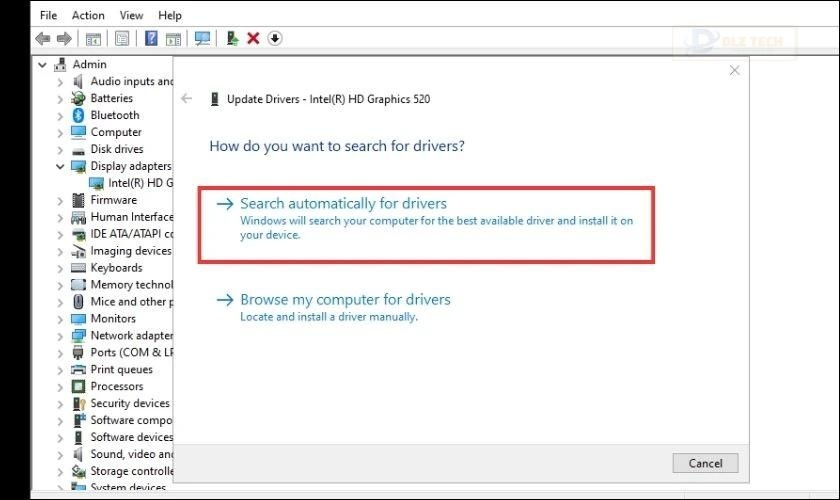 Chọn Search automatically for drivers