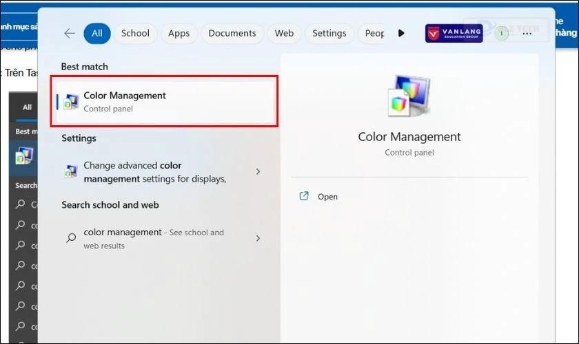 Bạn nhập tìm kiếm Color Management