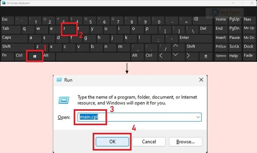 Sửa lỗi mất con trỏ chuột trên màn hình laptop bằng hộp thoại Run