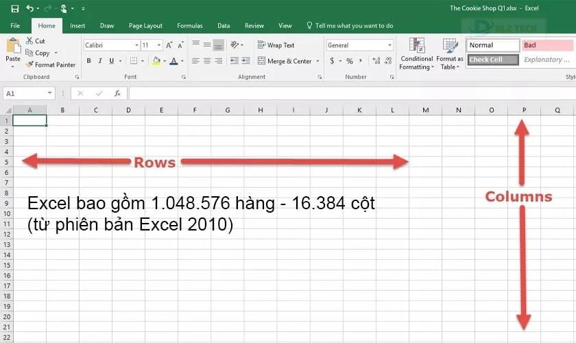 Excel văn phòng có bao nhiêu dòng?