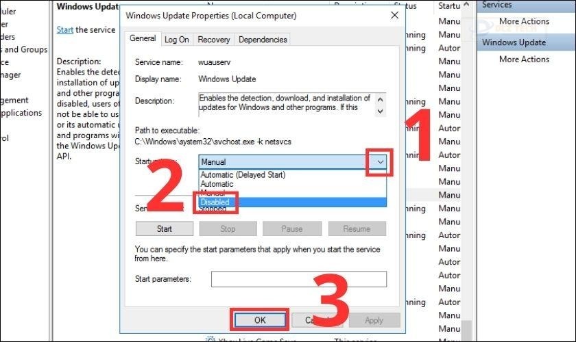 Chọn mục Disable rồi nhấn OK để hoàn tất cài đặt