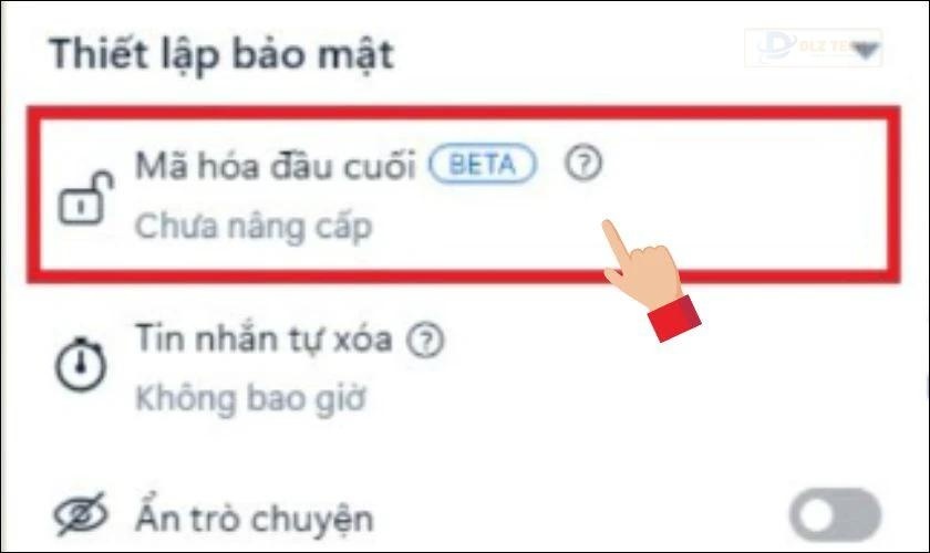 Click chọn vào mục Mã hóa đầu cuối