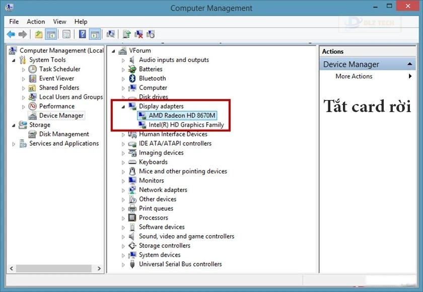 Bước 2: Tại phần (VGA) chọn Disable