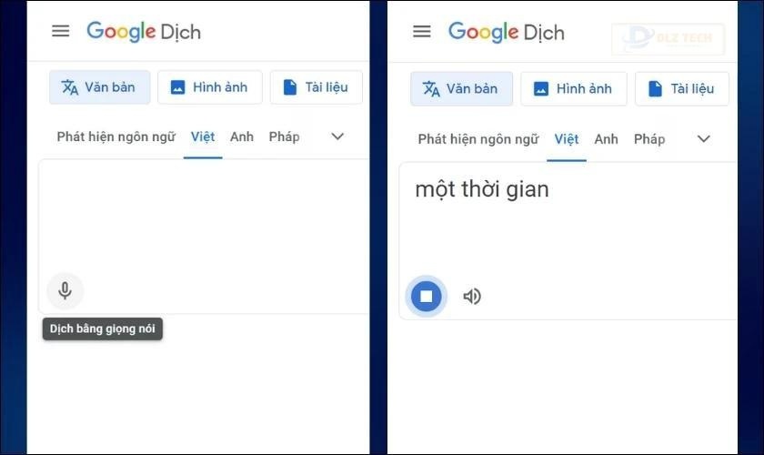 Bắt đầu nhập văn bản muốn chuyển thành giọng nói trên Google dịch