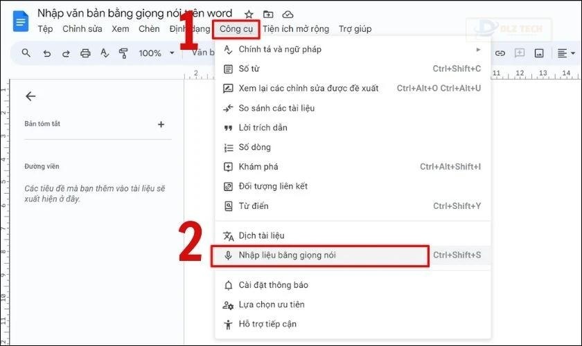 Hướng dẫn nhập văn bản bằng giọng nói trong Word với Google Docs