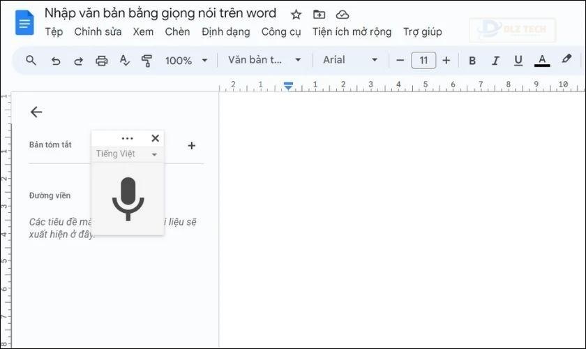Bấm dừng để hoàn tất thao tác nhập văn bản bằng giọng nói
