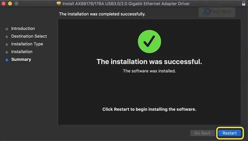 Restart lại Macbook.