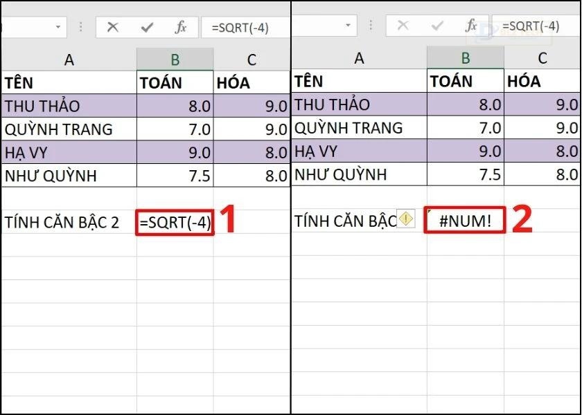 Lỗi #NUM trong Excel