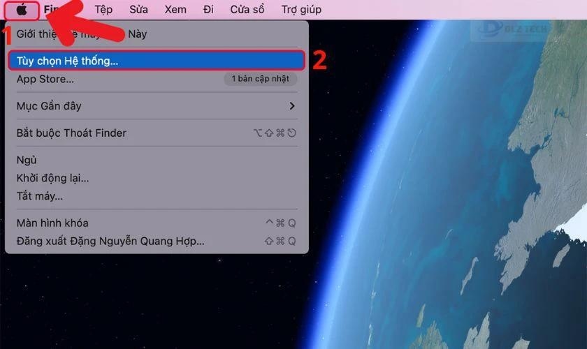 chọn mục tùy chọn hệ thống