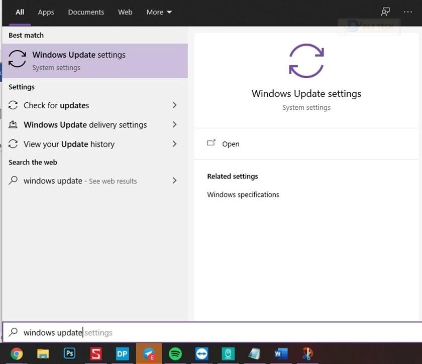 Mở Windows Update