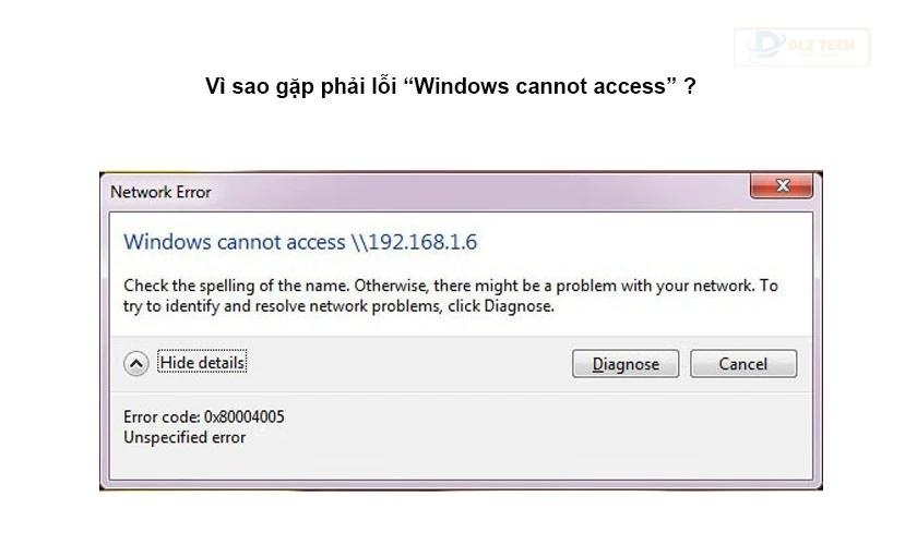 Nguyên nhân gây lỗi Windows cannot access