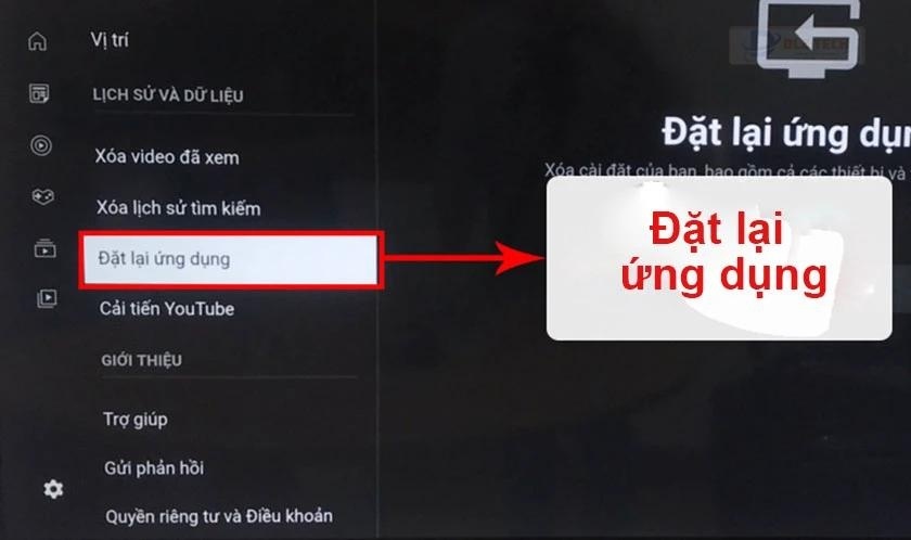 Đặt lại ứng dụng