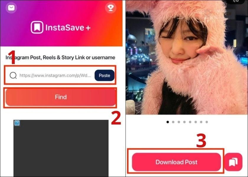 nhấn download để tải ảnh instagram trên iphone