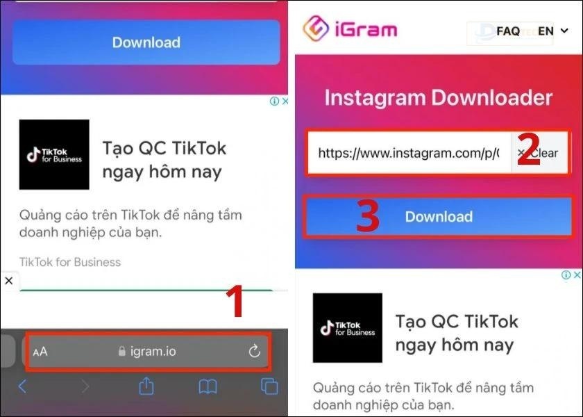 nhấn download để lưu ảnh trên instagram về android, iphone