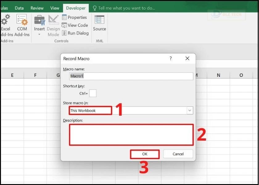 nhập ghi chú vào description - cách chạy macro trong excel