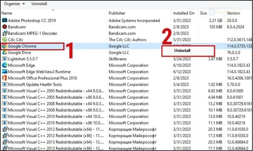 Chọn Uninstall để gỡ phần mềm