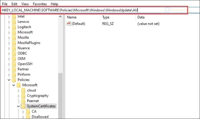 Thêm đường dẫn vào Registry Editor