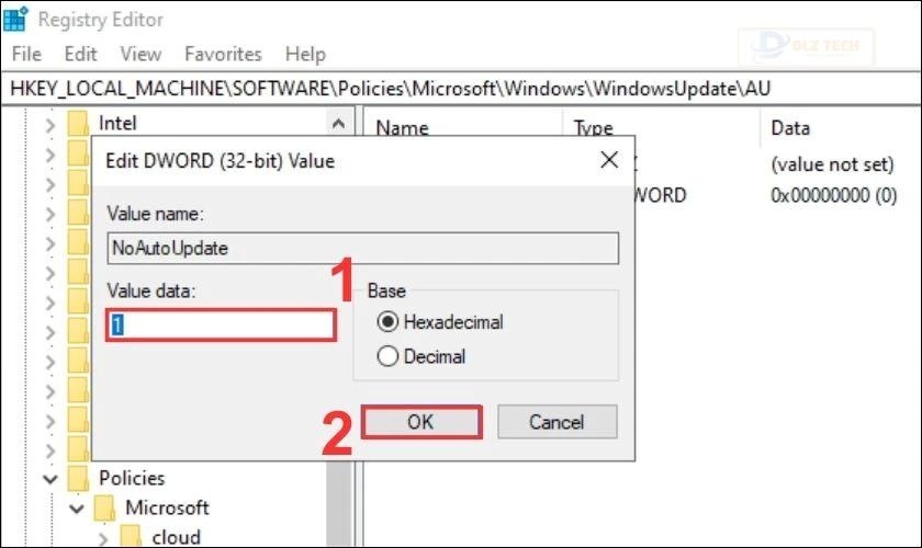Thiết lập giá trị NoAutoUpdate