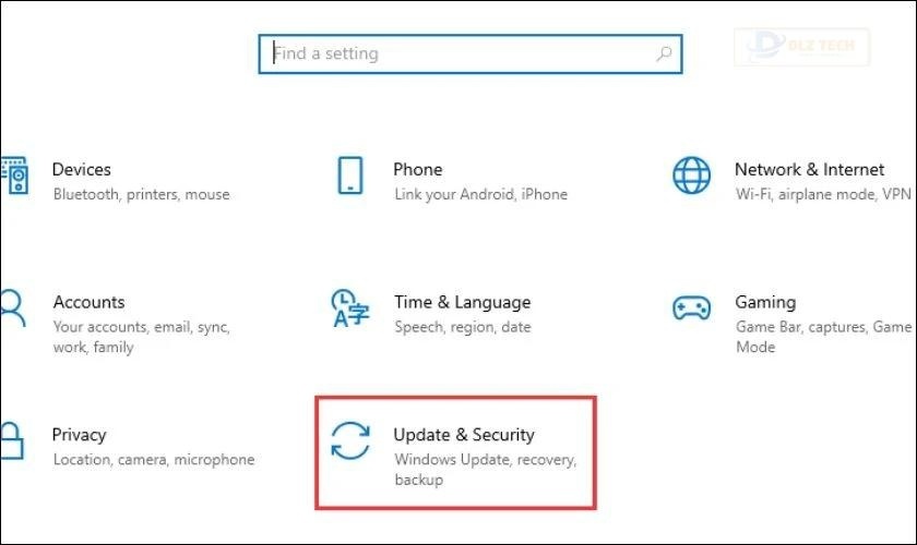 Mở Cài đặt để tạm dừng Windows Update