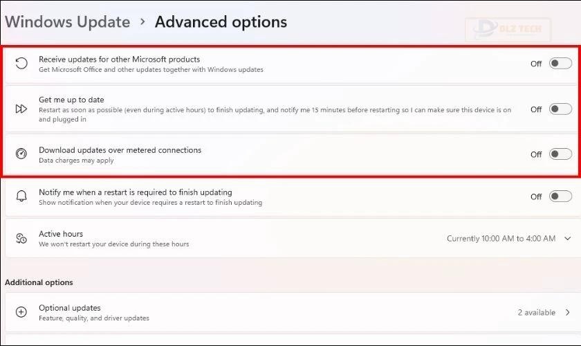 Tìm đến Advanced Options và tắt 3 mục như hình dưới đây là xong