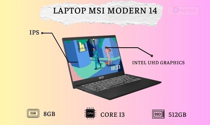 Laptop MSI Modern 14 C11M-011VN thiết kế mỏng nhẹ cho sinh viên