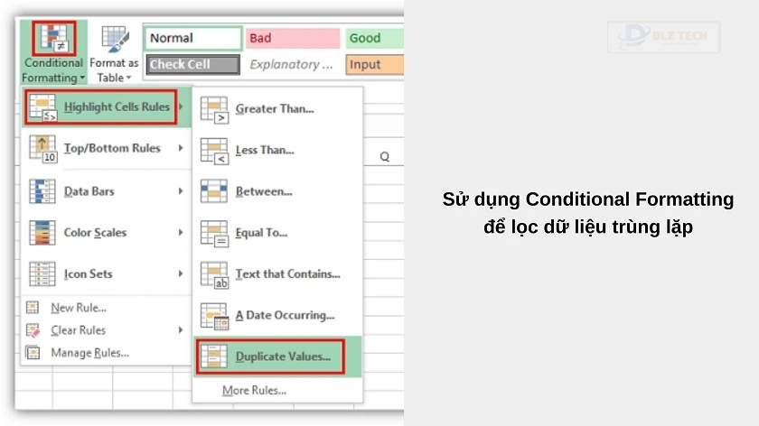 cách loại bỏ trùng lặp trong excel