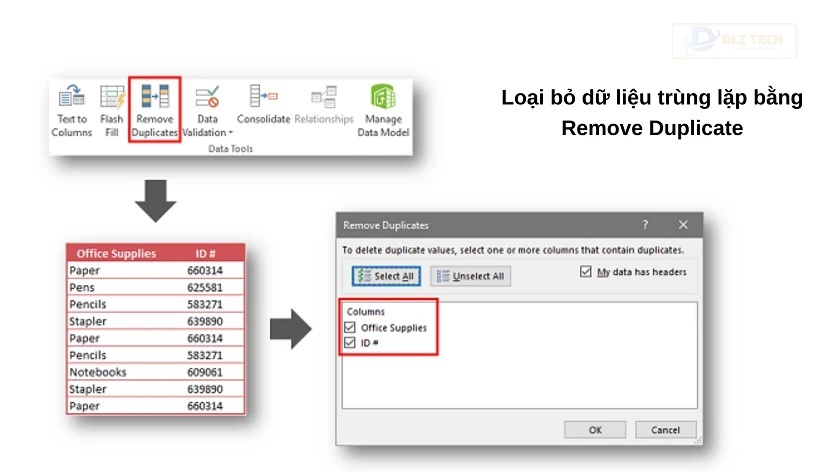 Cách excel remove duplicates trong Excel