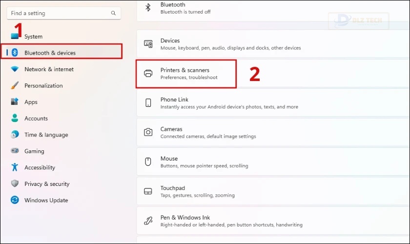 Cài đặt lại máy in trong Bluetooth & Devices