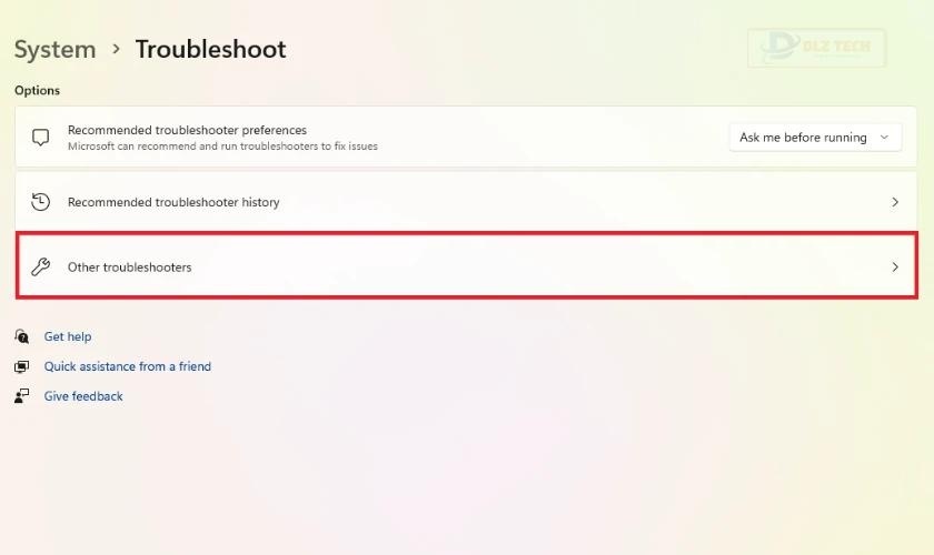 Nhấp chuột vào Other Troubleshooters để xem tất cả các thư mục