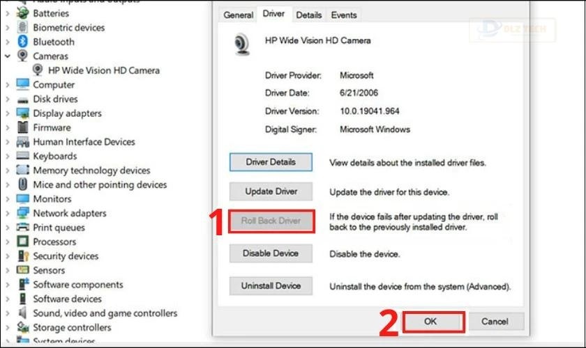 Khôi phục lại Driver camera trên laptop về phiên bản cũ để sửa lỗi