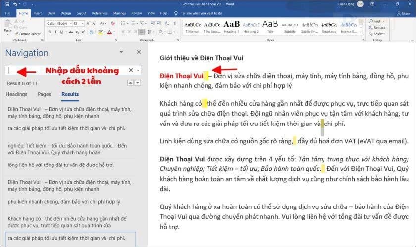 Sửa lỗi bằng lệnh Tìm kiếm