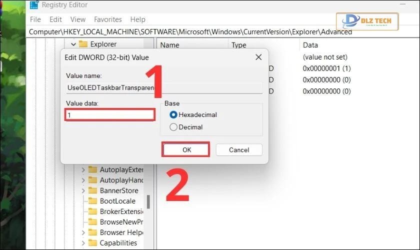 Thay đổi value data trong Registry