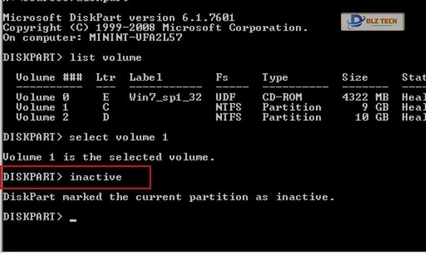 Hoàn tất lệnh inactive
