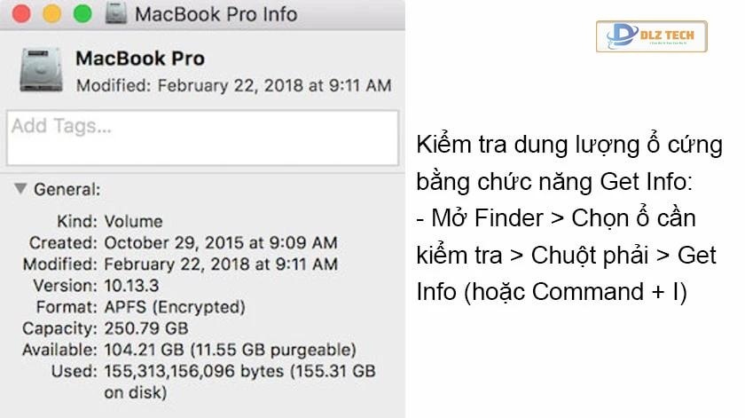 Kiểm tra bằng chức năng Get Info