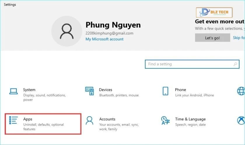 Chọn vào Cài đặt ứng dụng