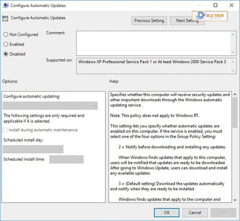 Tắt update window 10 bằng Group Policy Editor