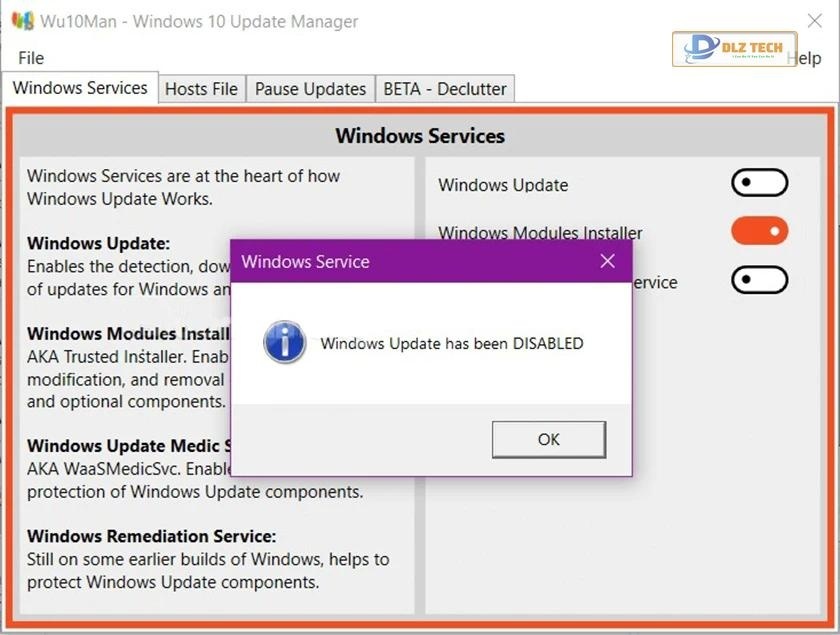 Tắt windows update win 10 bằng Wu10Man