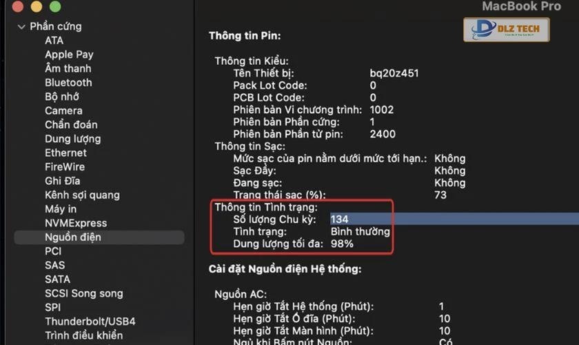 Tại Báo cáo hệ thống bạn chọn mục Nguồn điện (Power)