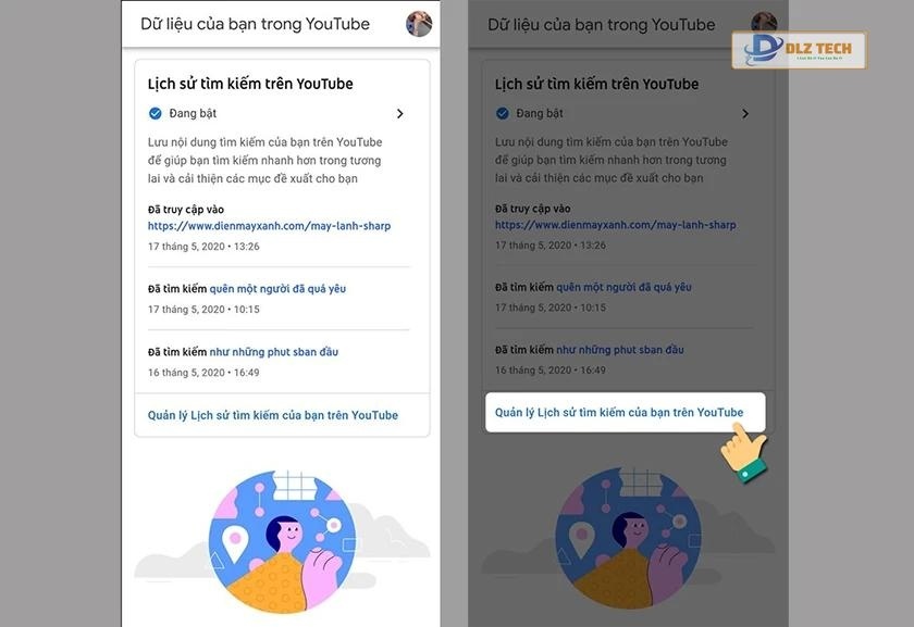Chọn quản lý lịch sử tìm kiếm.